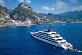 Luxury cruise ship sailing along Italy’s Amalfi Coast, featured at Geelong Travel World Travel Expo
