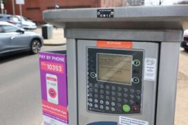 Central Geelong digital parking meter in CBD street