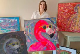 A recurring visual reference within emerging artist Amanda Ninnis' exhibition is the flamingo – a bird that loses its colour after raising its young and can take time to regain it. Photo: Supplied.