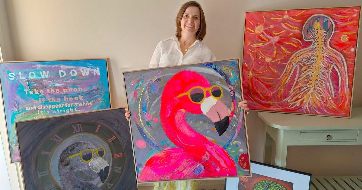 A recurring visual reference within emerging artist Amanda Ninnis' exhibition is the flamingo – a bird that loses its colour after raising its young and can take time to regain it. Photo: Supplied.