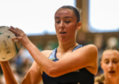 Goal shooter Hayley Howard was one of the keys in a nail-biting one-goal win for the Strikers over North East Blaze that has them bound for a semi-final showdown with City West Falcons. Photo: Fort Bend Film Club.