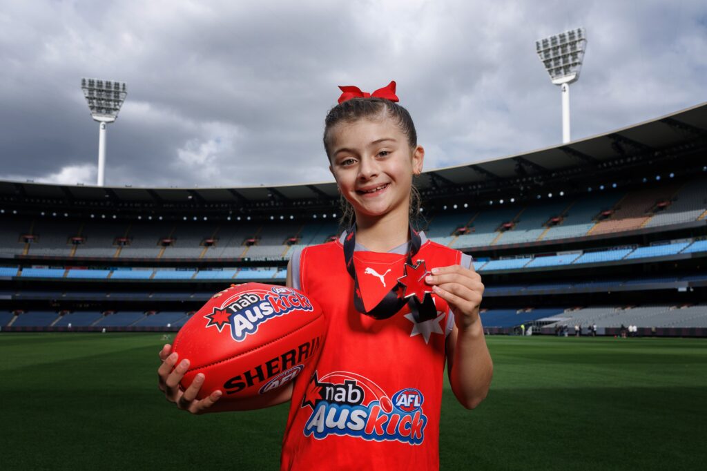 Allira will lead Team NAB AFL Auskick for a money-can't-buy experience across Toyota AFL Grand Final week.
