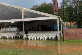 Festival cancelled: Byron Writers Festival called off its Saturday and Sunday program after rain turned parts of Bangalow Showground to mud and more wet weather was forecast. Photo: BYRON COAST TIMES