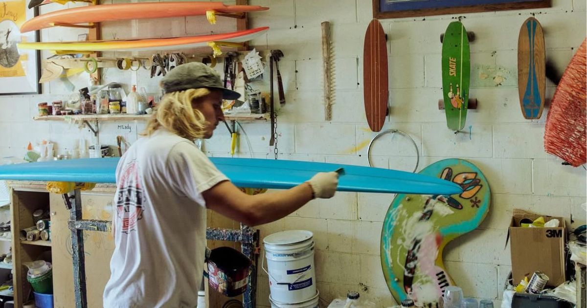 Hand-shaped surfboards