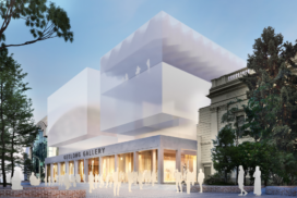 An artist's impression of a concept by John Wardle Architects for the expanded Geelong Gallery, as seen from Little Malop Street.