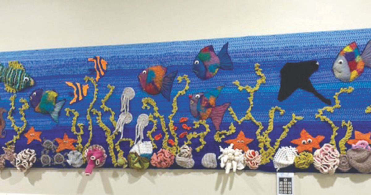 Yarn bomb mural