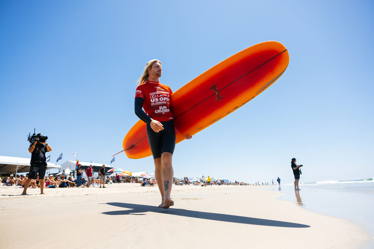 Byron Bay Kai Ellice-Flint claimed his first major win on the World Longboard Tour in the United States. Photo: PAT NOLAN/WSL