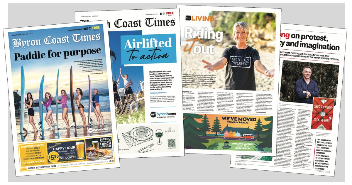 The Byron Coast Times has been shortlisted for Emerging Publication of the Year in the 2025 Mumbrella Publish Awards. The Byron Coast Times is recognised for its original reporting on local issues and community stories. Image: BYRON COAST TIMES