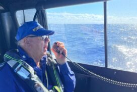 Marine Rescue volunteers on the Far North Coast assisting in the search for a missing fisherman from the Gold Coast. Photo: SUPPLIED