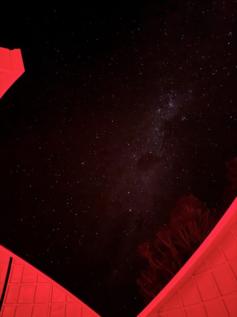 The night sky as seen from within the Mallanganee Observatory-Lookout, where the structure frames the Milky Way overhead. Photo: supplied.