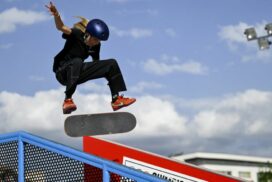 Chloe Covell skateboarding