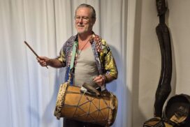 Blind African drumming musician