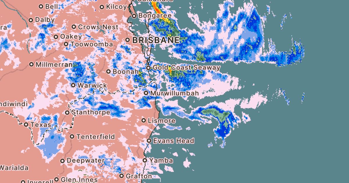 aBureau of Meteorology weather radar shows widespread rainfall across the Northern Rivers at 2.03pm on Friday. Photo: SUPPLIED