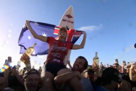 Stephanie Gilmore has claimed the women’s crown at the WSL Bonsoy Gold Coast Pro at Snapper Rocks. Photo: WSL