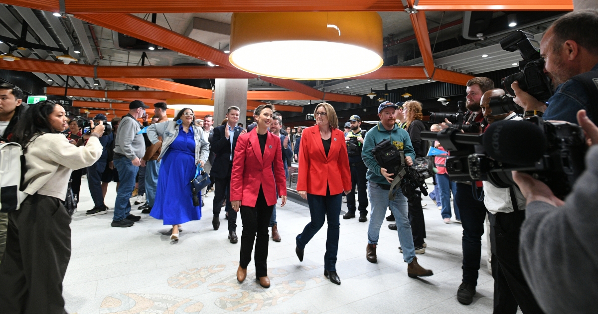 Jacinta Allan arrives at Anzac Station during Melbourne Metro Tunnel opening, 30 November 2025.