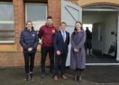Venue and government partnership manager at AFL Victoria Jessie Doull, Redan Football Netball Club president Justin Rumble, Ballarat Football Umpires Association chair Chris Jones, and City of Ballarat mayor Cr Tracey Hargreaves at City Oval. Photo: Christopher O'Leary.